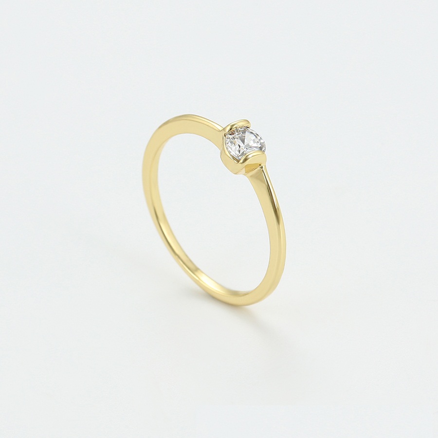 14 karat guld belagt ring med "diamant" zirkon-11731