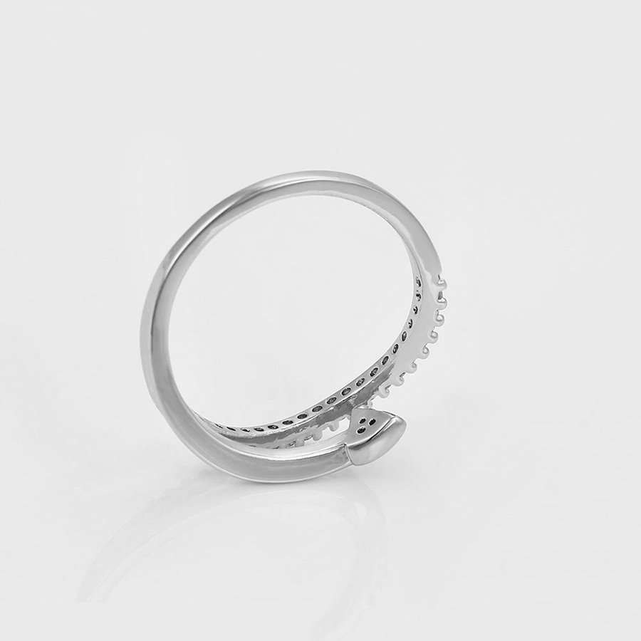 Hvidguld belagt ring i elegant look med små zirkoner-14822